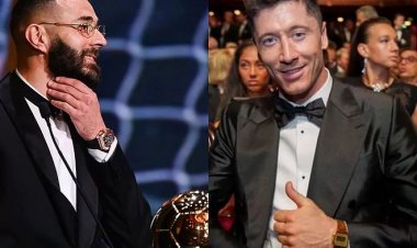 مقارنة صادمة بين ساعتي بنزيمة ليفاندوفيسكي في حفل الكرة الذهبية